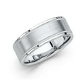 thumbnail image 1 of Solid 14k White Gold Ring Wedding Band Milgrain Border Brushed Finish Polished Style Mens 8 mm, Size 12, 1 of 1