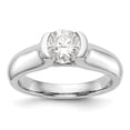 thumbnail image 1 of Solid 14k White Gold Round Bezel Solitaire Engagement Ring with CZ Cubic Zirconia Size 5.5, 1 of 8