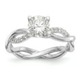 thumbnail image 1 of Solid 14k White Gold Round Criss-Cross Engagement Ring with CZ Cubic Zirconia Size 5, 1 of 3