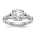 thumbnail image 1 of Solid 14k White Gold Round Cushion Halo Engagement Ring with CZ Cubic Zirconia Size 6, 1 of 3