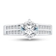 thumbnail image 1 of Solid 14k White Gold Round Cut Two Row Sidestones Solitaire Engagement Ring CZ Cubic Zirconia (2.0cttw., 1.0ct. Center) , Size 6.5, 1 of 7