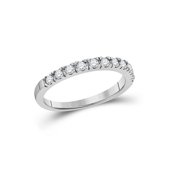 Solid 14k White Gold Round Diamond Slender 3mm Wedding Ring Band 1/3 Ct. - Size 6.5