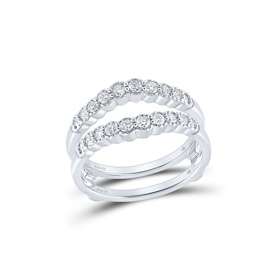 Solid 14k White Gold Round Diamond Wrap Engagement Wedding Anniversary Ring Band Guard Enhancer 1/2 Ct. - Size 5.5