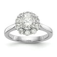 thumbnail image 1 of Solid 14k White Gold Round Halo Diamond Side-Stones with CZ Cubic Zirconia Center Stone Engagement Ring Size 8, 1 of 8