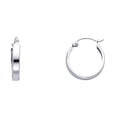 thumbnail image 1 of Solid 14k White Gold Round Huggie Hoop Earrings Square Tube Huggies French Lock Closure 15 x 3 mm, 1 of 1