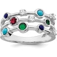 thumbnail image 1 of Solid 14k White Gold Ruby, Emerald, Lab Created Sapphire, White Topaz & Turquoise Ring - Ring Size 7.0, 1 of 5