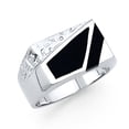 thumbnail image 1 of Solid 14k White Gold Simulated Onyx Mens Fashion Anniversary Ring Size 11, 1 of 2