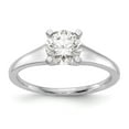 thumbnail image 1 of Solid 14k White Gold Solitaire Engagement Ring with CZ Cubic Zirconia Size 5, 1 of 8