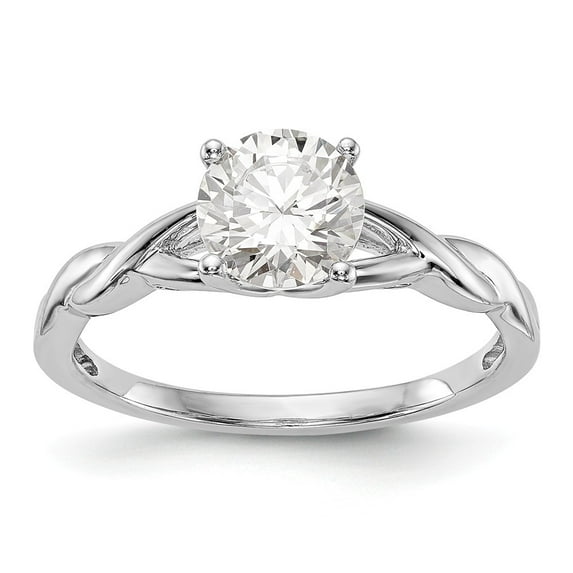 Solid 14k White Gold Solitaire Engagement Ring with CZ Cubic Zirconia Size 7