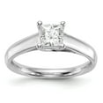 thumbnail image 1 of Solid 14k White Gold Square Solitaire Engagement Ring with CZ Cubic Zirconia Size 6.5, 1 of 8