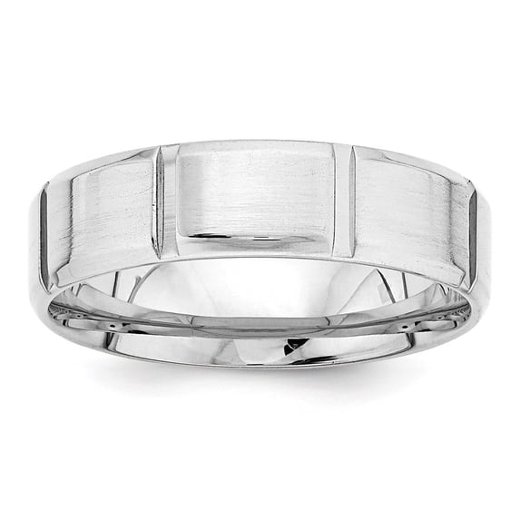 Solid 14k White Gold Standard Comfort Fit Fancy Wedding Band - Size 9