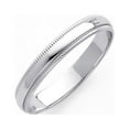 thumbnail image 1 of Solid 14k White Gold Wedding Band Plain Milgrain Ring Polished Finish Regular Fit, 3 mm Size 5, 1 of 1
