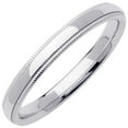 thumbnail image 1 of Solid 14k White Gold Wedding Plain Ring Milgrain Band Classic Polished Finish Comfort Fit, 3 mm Size 11, 1 of 1