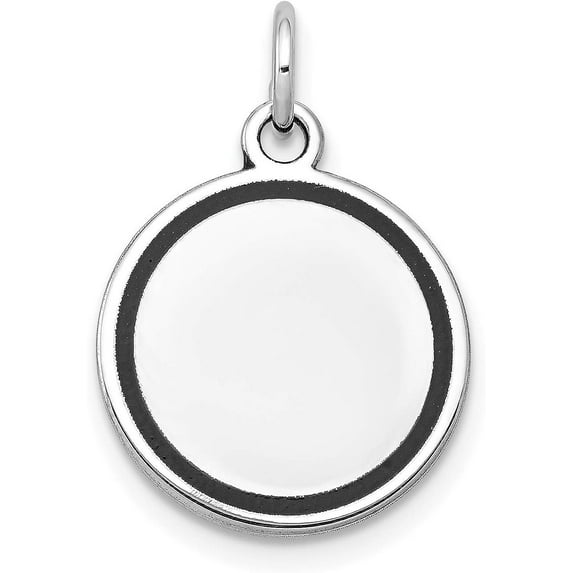 Solid 14k White Gold w/Enamel .027 Gauge Circular Engravable Disc - 21.13mm