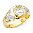 thumbnail image 1 of Solid 14k White Yellow Gold Mens Eagle Ring Oval CZ Dome Band Stylish Polished Finish Fancy Size 10, 1 of 1