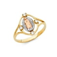 thumbnail image 1 of Solid 14k White Yellow and Rose Three Color Gold Our Lady of Guadalupe Virgin Mary Cubic Zirconia CZ Ring Size 6.5, 1 of 2