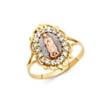 thumbnail image 1 of Solid 14k White Yellow and Rose Three Color Gold Our Lady of Guadalupe Virgin Mary Cubic Zirconia CZ Ring Size 7.5, 1 of 2