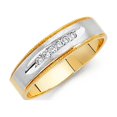 thumbnail image 1 of Solid 14k White and Yellow Gold Ring Two Tone Round Cubic Zirconia CZ Mens Anniversary Wedding Band Size 12, 1 of 2