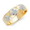 thumbnail image 1 of Solid 14k White and Yellow Gold Ring Two Tone Round Cubic Zirconia CZ Mens Anniversary Wedding Band Size 9, 1 of 2