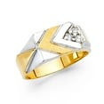 thumbnail image 1 of Solid 14k White and Yellow Gold Two Tone Cubic Zirconia CZ Mens Ring Size 10.5, 1 of 2
