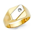 thumbnail image 1 of Solid 14k White and Yellow Gold Two Tone Cubic Zirconia CZ Mens Ring Size 11, 1 of 2