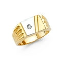 thumbnail image 1 of Solid 14k White and Yellow Gold Two Tone Cubic Zirconia CZ Mens Ring Size 5.5, 1 of 2
