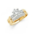 thumbnail image 1 of Solid 14k White and Yellow Gold Two Tone Round Cubic Zirconia CZ Wedding Band and Engagement Bridal Ring Two Piece Set Size 10, 1 of 2