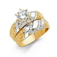 thumbnail image 1 of Solid 14k White and Yellow Gold Two Tone Round Cubic Zirconia CZ Wedding Band and Engagement Bridal Ring Two Piece Set Size 11.5, 1 of 2