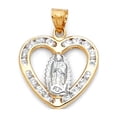 thumbnail image 1 of Solid 14k White and Yellow Two Tone Gold Cubic Zirconia CZ Pendant 15mm X 15mm, 1 of 2