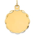 thumbnail image 1 of Solid 14k Yellow Gold .027 Gauge Engravable Scalloped Disc Charm - 29mm - 3.3gm, 1 of 4