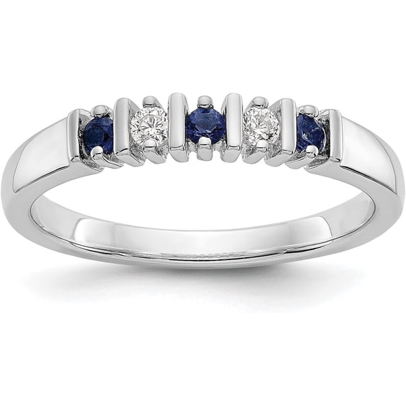 Solid 14k Yellow Gold 1/15 carat Diamond and Blue Sapphire Complete Band - Ring Size 7.0 Natural Diamonds