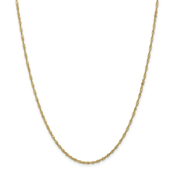 Solid 14k Yellow Gold 1.70mm Singapore Chain Necklace - with Secure Lobster Lock Clasp 18"