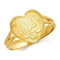 thumbnail image 1 of Solid 14k Yellow Gold #1 Madre Heart Ring Mothers Day Flower Band Polished Genuine 13MM Size 5.5, 1 of 1