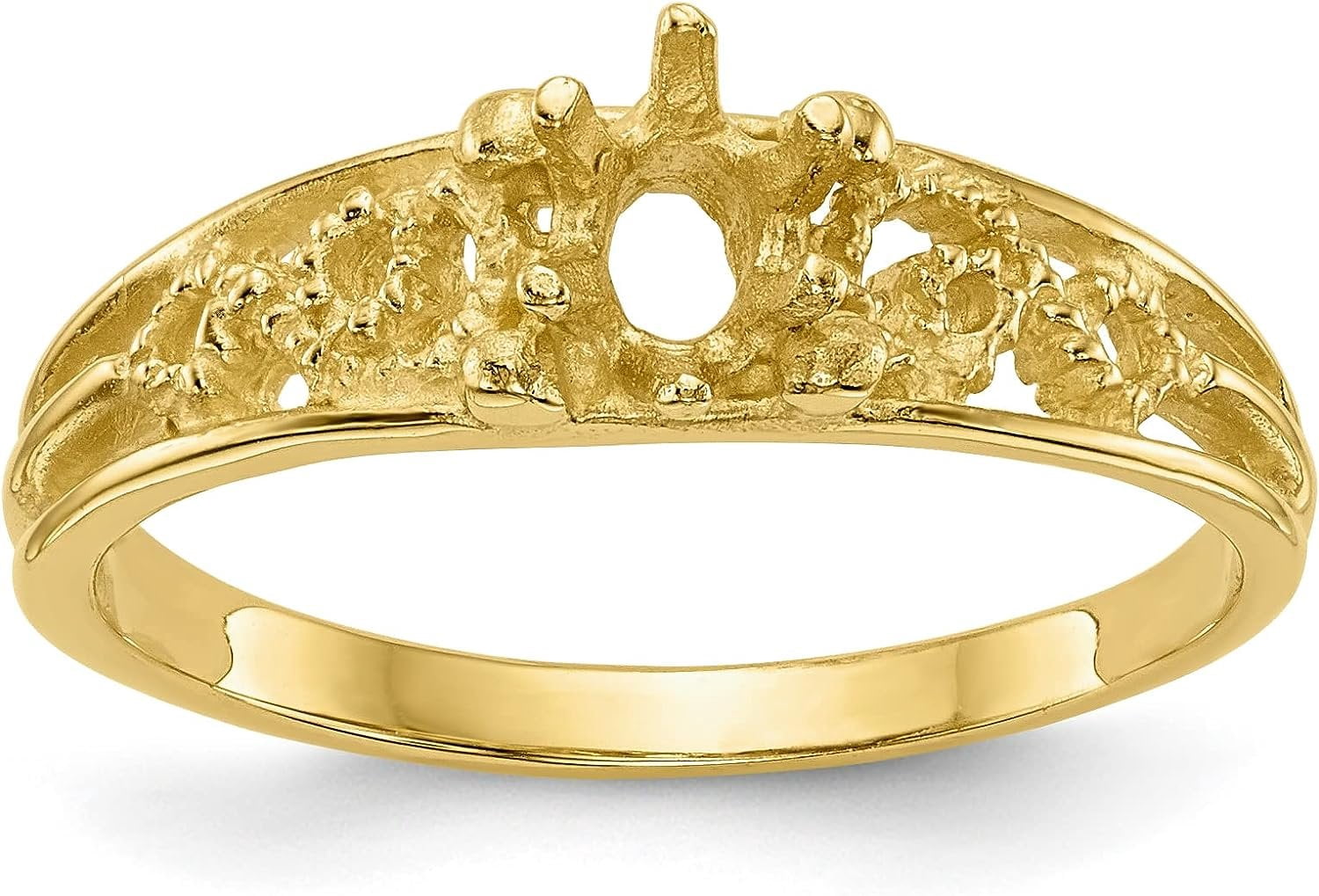 Solid 14k Yellow Gold 1 Stone Family Ring Mounting no stones 