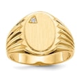 thumbnail image 1 of Solid 14k Yellow Gold 13.5x10mm Open Back VS Diamond Men's Engravable Monogram Signet Ring Band Size 10 (.017 cttw.), 1 of 5