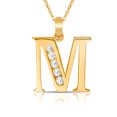 thumbnail image 1 of Solid 14k Yellow Gold 18 Inch Small Channel-set (A-Z) CZ Letter Name Personalized Monogram Initial Necklace (7mm X 14mm), 1 of 2