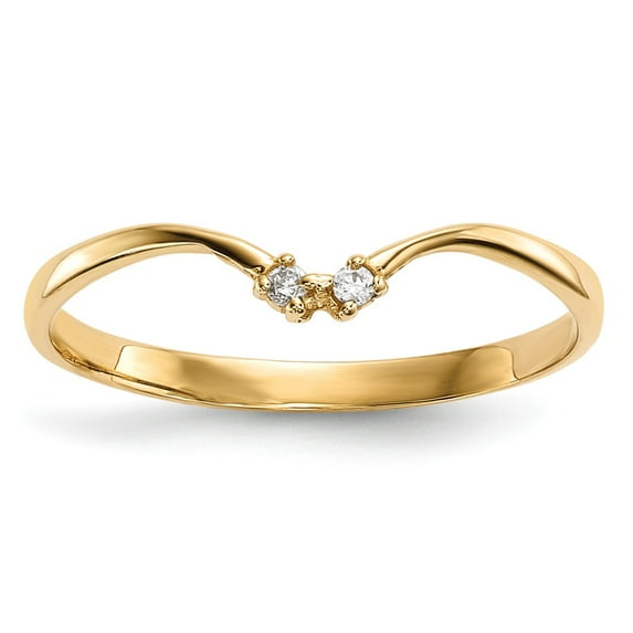 Solid 14k Yellow Gold 2-stone CZ Cubic Zirconia Wrap Ring (2mm) - Size 8.5