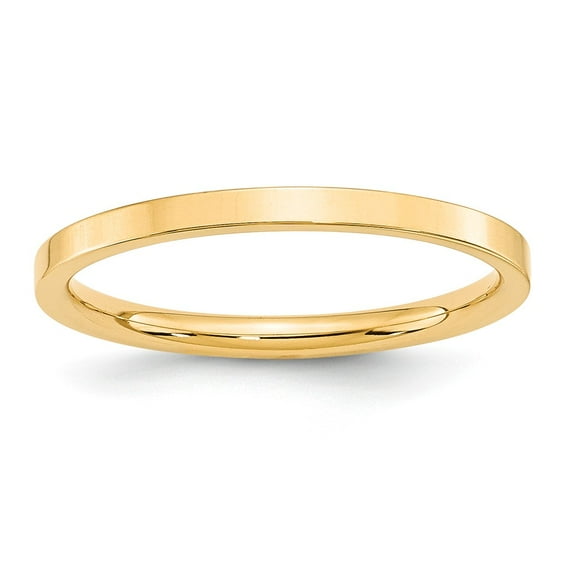 Solid 14k Yellow Gold 2mm Flat Comfort Fit Men's Plain Classic Wedding Band Ring Size 11.5