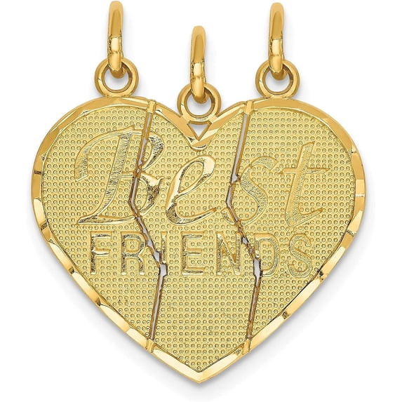 Solid 14k Yellow Gold 3 piece Break-apart BEST FRIENDS Charm Set - 25mm