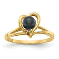 thumbnail image 1 of Solid 14k Yellow Gold 4.5mm Black Freshwater Cultured Pearl Diamond Ring Band Size 6.5, 1 of 2