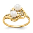 thumbnail image 1 of Solid 14k Yellow Gold 4.5mm Freshwater Cultured Pearl Diamond Ring Band Size 7 (.04 cttw.), 1 of 6