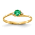 thumbnail image 1 of Solid 14k Yellow Gold 4mm Emerald Green May Gemstone VS Diamond Engagement Ring Size 6.5 (.016 cttw.), 1 of 3