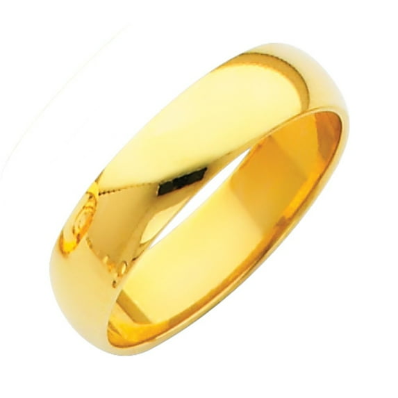 Solid 14k Yellow Gold 5mm Domed Traditional Comfort Fit Plain Men's Wedding Ring Band Size 12