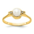 thumbnail image 1 of Solid 14k Yellow Gold 5mm Freshwater Cultured Pearl Diamond Ring Band Size 5.5 (.016 cttw.), 1 of 3