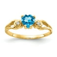 thumbnail image 1 of Solid 14k Yellow Gold 5mm Heart Blue Topaz Diamond Engagement Ring Size 7 (.02 cttw.), 1 of 2