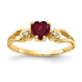 thumbnail image 1 of Solid 14k Yellow Gold 5mm Heart Created Ruby Diamond Engagement Ring Size 5.5 (.02 cttw.), 1 of 2