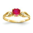 thumbnail image 1 of Solid 14k Yellow Gold 5mm Heart Ruby Diamond Engagement Ring Size 6 (.02 cttw.), 1 of 2