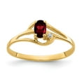 thumbnail image 1 of Solid 14k Yellow Gold 5x3mm Oval Garnet January Red Gemstone Diamond Engagement Ring Size 5 (.012 cttw.), 1 of 3