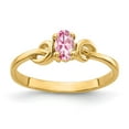 thumbnail image 1 of Solid 14k Yellow Gold 5x3mm Oval Pink Tourmaline October Gemstone Engagement Ring Size 6.5, 1 of 3