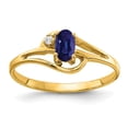 thumbnail image 1 of Solid 14k Yellow Gold 5x3mm Oval Sapphire Blue September Gemstone VS Diamond Engagement Ring Size 5 (.012 cttw.), 1 of 3
